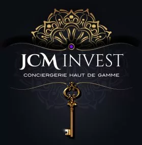 JCM Invest — conciergerie haut de gamme, logo avec clé dorée